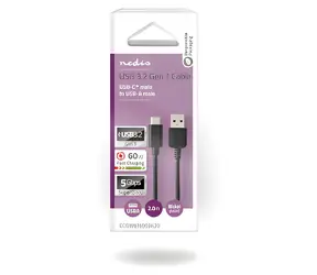 Nedis USB-A - USB-C 3.2 Gen1 2m černá / Kabel / 60 W / 5 Gbps