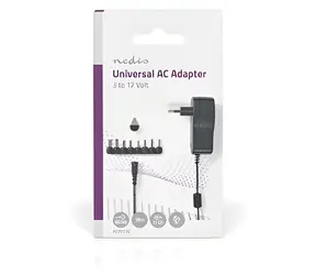 Nedis Univerzální napájecí adaptér černá / Napájecí adaptér / 7,5 W / 3–12 V DC / 8 konektorů / 1,10 m / 2,0 A