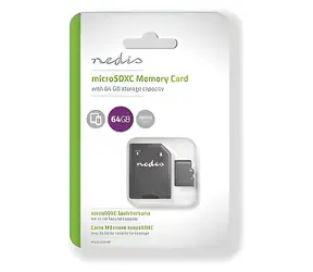 Nedis microSDXC 64 GB / Paměťová karta / UHS-I / čtení: 100 MB/s / zápis: 45 MB/s / vč. adaptéru SD