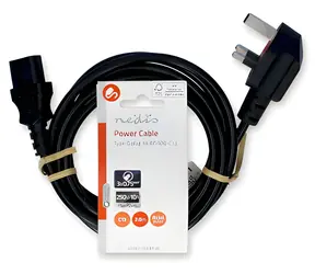 Nedis Napájecí kabel UK černá / zástrčka UK (úhlová) - konektor IEC-320-C13 / 2 m