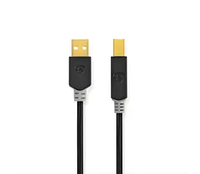 Nedis USB 2.0 kabel antracit / Kabel USB / USB-A - USB-B / 480 Mbps / 2 m