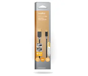 Nedis USB 2.0 kabel antracit / Kabel USB / USB-A - Mini-B 5 pin / 480 Mbps / 2 m