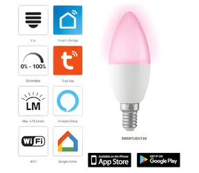 Alecto SMARTLIGHT30 / Chytrá LED žárovka / E27 / Wi-Fi / RGB / 2000-4000K / 5W / stmívatelná