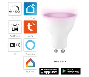 Alecto SMARTLIGHT40 / Chytrá LED žárovka / E27 / Wi-Fi / RGB / 2000-4000K / 5W / stmívatelná