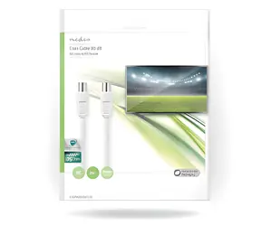 Nedis koaxiální kabel IEC-IEC 25m bílá / Koaxiální kabel / 75 Ohm / Dvojité stínění / Poniklované konektory