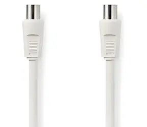Nedis Koaxiální kabel bílá / Kabel / IEC (Koax) zástrčka - zásuvka / 5 m / Dvojité stínění / 75 Ohm / 90 dB