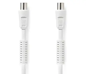 Nedis Koaxiální anténní kabel IEC(M)-IEC(F) bílá / Koaxiální kabel / 75 Ohm / 120 dB / 4x stíněný / 1 m