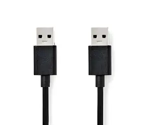 Nedis USB-A - USB-A černá / Kabel / USB 3.2 Gen 1 / 18 W / 5 Gbps / 1 m