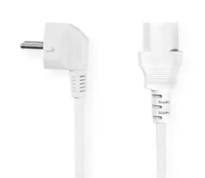 Nedis napájecí kabel bílá / Napájecí kabel / Schuko úhlová - IEC C13 / 10A / 5 m
