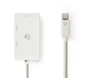 Nedis adaptér Mini DisplayPort na DVI-D, VGA, HDMI bílá / Redukce / 0,2 m / poniklované