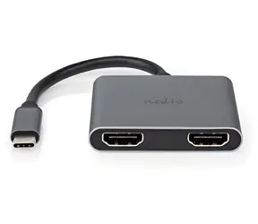 Nedis USB-C multiport adaptér 2 v 1 černá / USB-C hub / 2x HDMI / DisplayPort Alt Mode