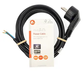 Nedis Napájecí kabel černá / Napájecí kabel / Typ F zástrčka / Otevřený konec / Poniklované / 2 m
