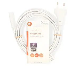 Nedis napájecí kabel Euro(M) - IEC-320-C7 3 m bílý / Napájecí kabel / Přímý / Plochý PVC