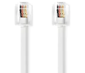Nedis telefonní kabel bílá / Kabel / RJ11 - RJ11 / Plochý / 5 m