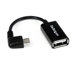 StarTech OTG kabel Micro USB (M) - USB A (F) černá / OTG kabel / Úhlový konektor / USB 2.0 480 Mbit/s / 12,7 cm