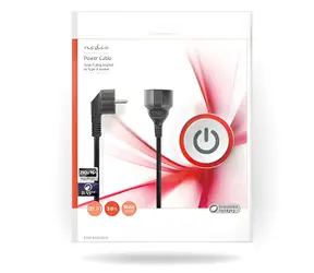 Nedis Prodlužovací napájecí kabel černá / Prodlužovací kabel / Schuko zástrčka - zásuvka / úhlový - přímý / 3 m