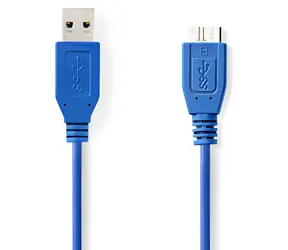 Nedis USB-A - USB Micro-B 5 m modrá / Kabel / USB 3.2 Gen 1 / 5 Gbps