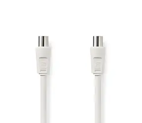 Nedis Koaxiální kabel IEC(M)-IEC(F) 10 m bílá / Koaxiální kabel / 75 Ohm / Dvojité stínění / 90 dB