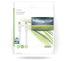 Nedis Koaxiální kabel IEC-IEC bílá / Koaxiální kabel / 75 Ohm / Dvojité stínění / Poniklované konektory / 20 m