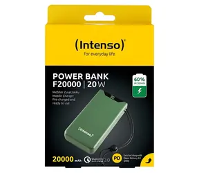 Intenso Powerbank F20000 zelená / Powerbanka / 20000 mAh / PD 3.0 / QC 3.0 / USB-C / USB-A