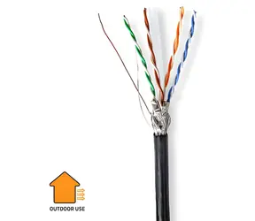 Nedis CAT6 S/FTP CCA venkovní černá / Síťový kabel / 305 m / drát / PE