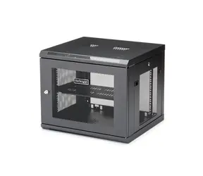 StarTech 9U Nástěnný rozvaděč černá / Nástěnný rack / 19" / 600×551 mm / Nosnost 90 kg