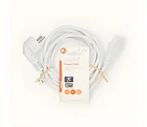 Nedis Napájecí kabel zástrčka F - IEC-320-C13 bílá / Napájecí kabel / úhlový konektor / 3 m / 10A