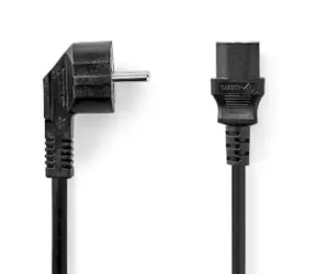 Nedis napájecí kabel Typ F - IEC-320-C13 3m černá / Napájecí kabel / 230 V / 10 A / Úhlový