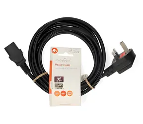 Nedis napájecí kabel UK-IEC C13 černá / Napájecí kabel / úhlová zástrčka / poniklované konektory / 3 m