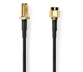 Nedis anténní kabel SMA(M)-SMA(F) černá / Anténní kabel / Pozlacené / 50 Ohm / Stíněný / 5 m