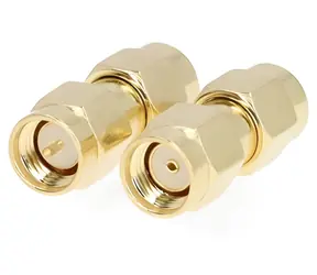 Nedis SMA adaptér RP-SMA – SMA zástrčka zlatá / Adaptér / 50 Ohm / 2 ks