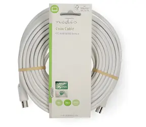 Nedis Koaxiální kabel IEC zástrčka-zásuvka bílá / Koaxiální kabel / 90 dB / 75 Ohm / dvojité stínění / 15 m / PVC