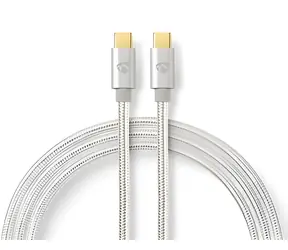 Nedis USB-C - USB-C / Kabel / USB 3.2 Gen 1 / 60 W / 4K 60Hz / 5 Gbps / 2 m / Opletený