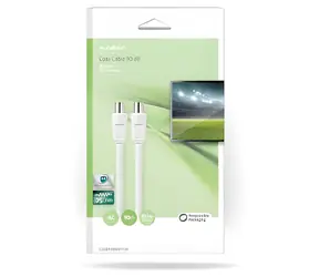 Nedis Koaxiální kabel bílá 10 m / Koaxiální kabel / IEC zástrčka - IEC zásuvka / 75 Ohm / 90 dB / dvojité stínění