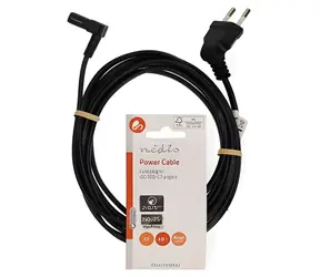 Nedis napájecí kabel Euro - IEC-320-C7 černý / Napájecí kabel / oboustranně úhlový 90° / poniklovaný / 3 m