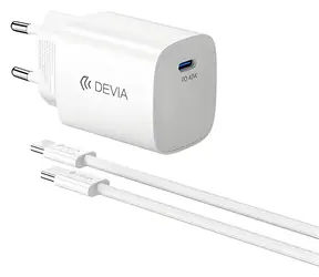 Devia Ultra6 PD Dynamic Charger bílá / Síťová nabíječka / USB PD / 40 W (max 60 W) / + kabel