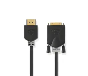 Nedis antracit / Kabel HDMI - DVI-D 24+1 / 1080p / Pozlacené konektory / 2 m