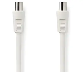 Nedis Koaxiální kabel IEC-IEC bílá / Koaxiální kabel / 75 Ohm / Dvojité stínění / 90 dB / 2 m / PVC