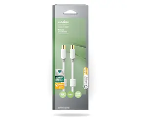 Nedis Koaxiální kabel IEC(M) - IEC(F) bílá / Koaxiální kabel / Pozlacené / 75 Ohm / Dvojité stínění / 3 m