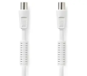Nedis Koaxiální kabel bílá (CSGL40020WT30) / Kabel / IEC (Koax) zástrčka - zásuvka / 3 m / 4x stínění / 75 Ohm / 120 dB