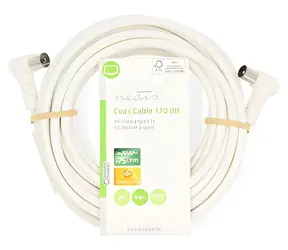 Nedis Koaxiální kabel bílá / Anténní kabel / 120 dB / 75 Ohm / 4x stínění / 5 m