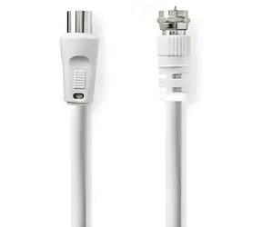 Nedis satelitní anténní kabel F(M) - IEC(M) bílá / Kabel / 75 Ohm / 50 dB / dvojité stínění / 1,5 m