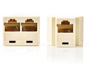 Nedis Rozbočovač RJ45 slonová kost / Rozbočovač / 2x RJ45 / pozlacené kontakty / PVC