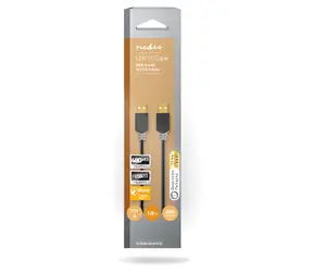 Nedis USB 2.0 kabel antracitová / Kabel USB / USB-A - USB-A / 480 Mbps / pozlacené konektory / 2 m