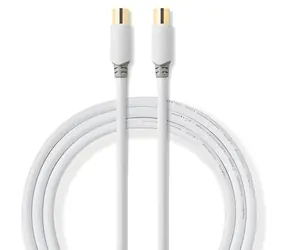 Nedis koaxiální kabel bílá / Koaxiální kabel / IEC - IEC / 75 Ohm / 100 dB / dvojité stínění / 2 m