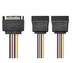 Nedis Napájecí kabel SATA 15pin (M) - 2x SATA 15pin (F) / Napájecí kabel / Pozlacené konektory / 0,15 m