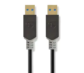 Nedis USB-A - USB-A 3.2 Gen1 2m antracitová / USB kabel / 18 W / 5 Gbps / Pozlacené konektory