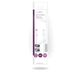 Nedis USB kabel USB-A - Micro-B bílá / USB kabel / USB 2.0 / 480 Mbps / 1 m / plochý