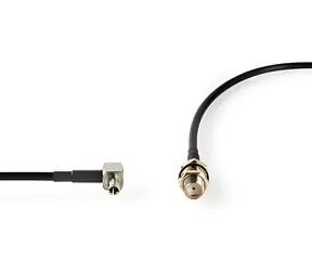 Nedis Anténní kabel SMA - TS9 černá / Anténní kabel / SMA zásuvka - TS9 zástrčka / pozlacené / 50 Ohm / 0,2 m