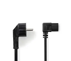 Nedis napájecí kabel černá / Napájecí kabel / Typ F - IEC-320-C13 / Úhlový / Poniklované / 3 m